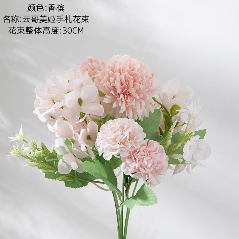 Silk Dandelion hydrangea bouquet/small hydrangea bundle artificial flower wholesale, best for home decoration wedding bouquet work MW66668