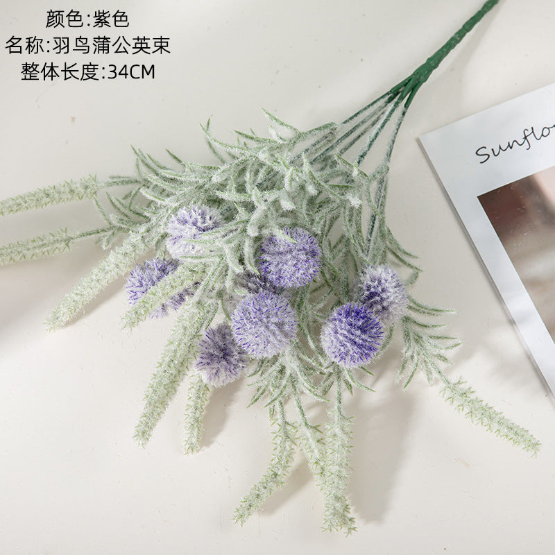 Flocked dandelion/silk Dandelions/INS Style silk dandelions Flower/ best for Home Decoration Cross border Wedding  MW85505