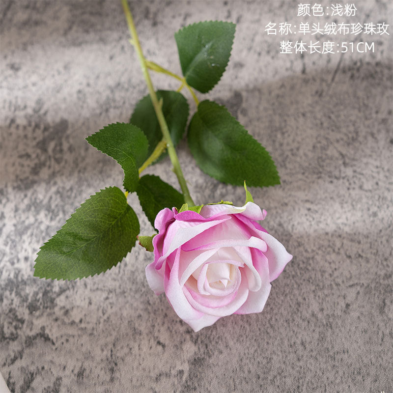 Velvet Rose/single silk rose/artificial rose/ best for Home Decoration Festival Wedding Wall Plant arrangement MW03339