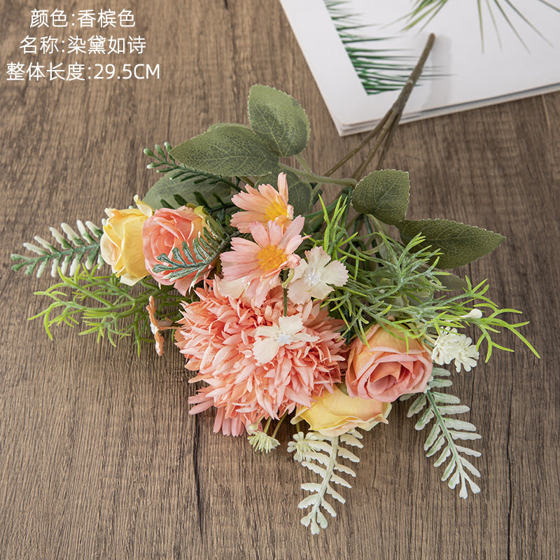 Silk Dandelion bouquet/plastic fern bouquet/ fake dandelion rose bouquet/ best for wedding decoration home decoratio INS style MW66795