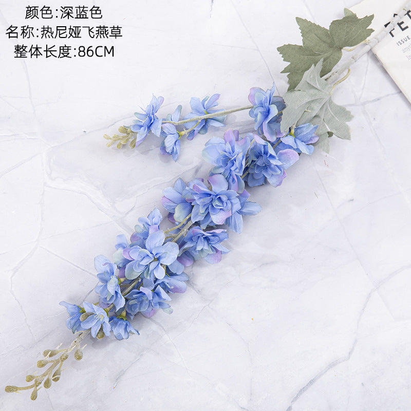 Silk larkspur/artificial larkspur flower/INS style larkspur best for home decoration wedding holding flowers rose wall  cross-border MW93001