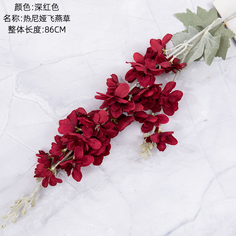 Silk larkspur/artificial larkspur flower/INS style larkspur best for home decoration wedding holding flowers rose wall  cross-border MW93001