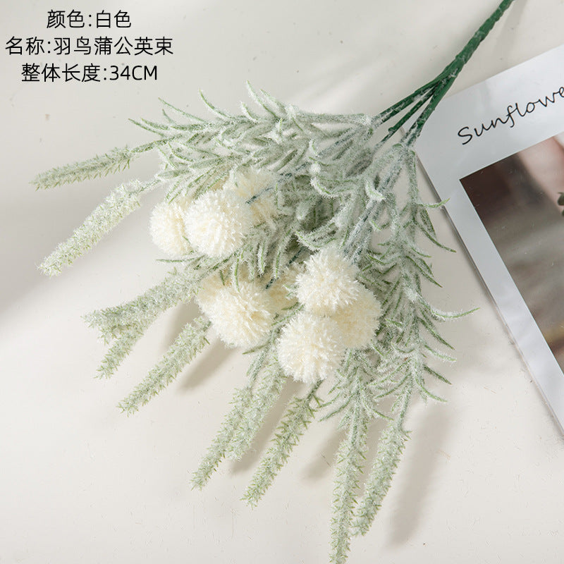 Flocked dandelion/silk Dandelions/INS Style silk dandelions Flower/ best for Home Decoration Cross border Wedding  MW85505