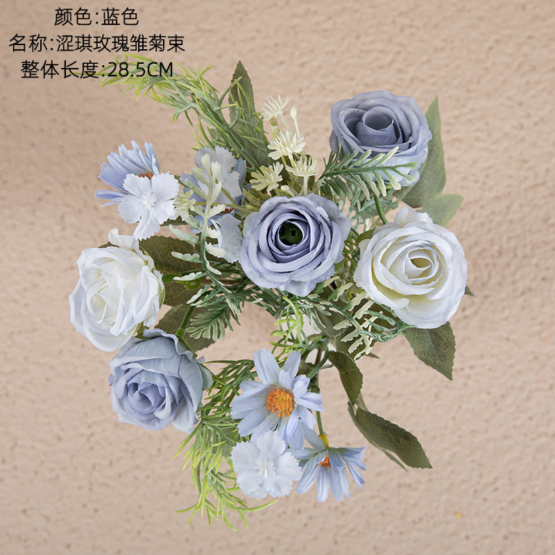 Silk Rose daisy bundle/INS style artificial flowers/silk rose/silk daisy/best for  home decoration wedding bouquet designing MW66794