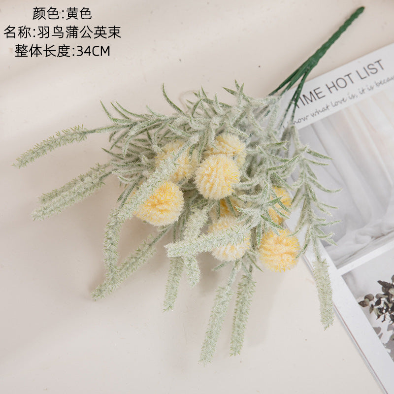 Flocked dandelion/silk Dandelions/INS Style silk dandelions Flower/ best for Home Decoration Cross border Wedding  MW85505