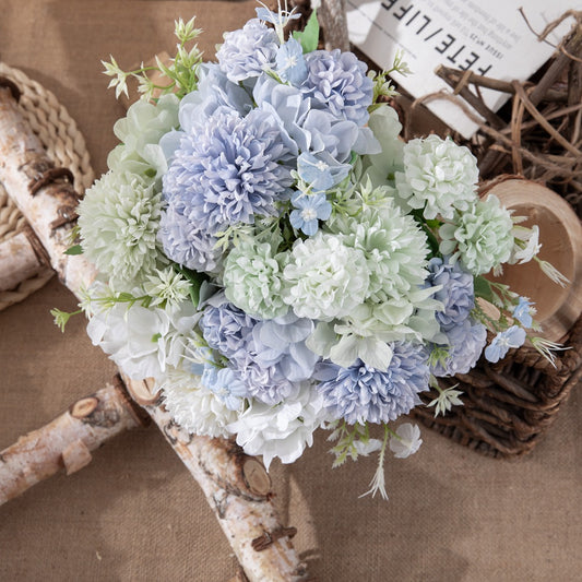 Silk Dandelion hydrangea bouquet/small hydrangea bundle artificial flower wholesale, best for home decoration wedding bouquet work MW66668