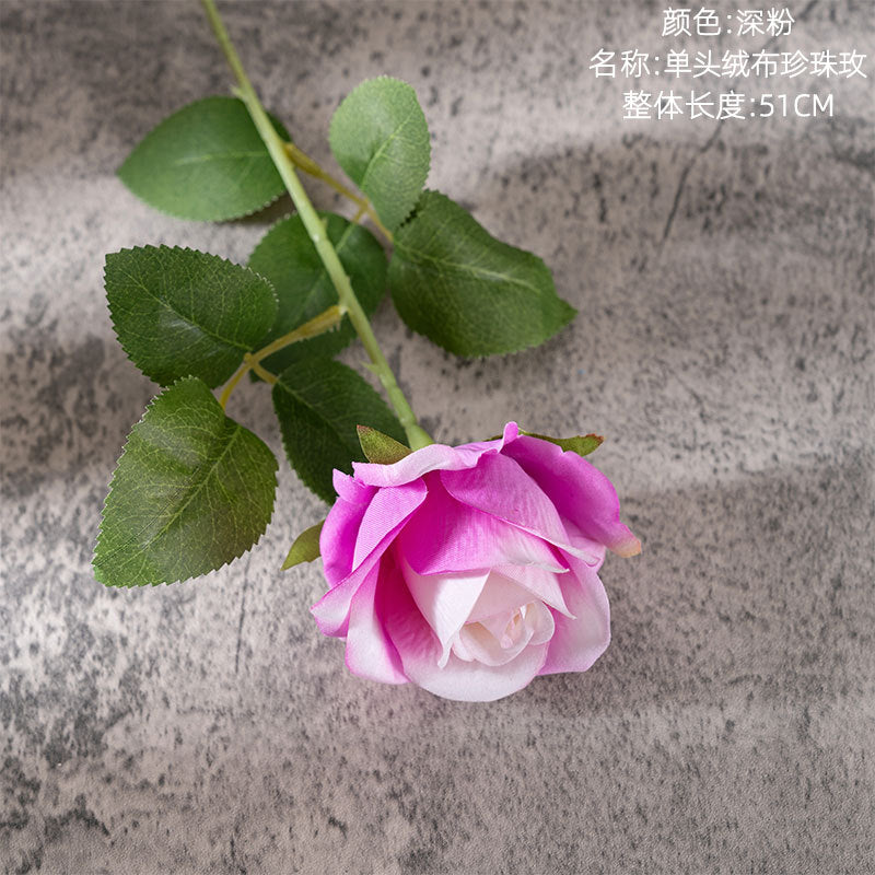 Velvet Rose/single silk rose/artificial rose/ best for Home Decoration Festival Wedding Wall Plant arrangement MW03339