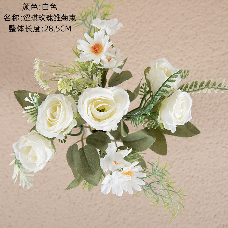 Silk Rose daisy bundle/INS style artificial flowers/silk rose/silk daisy/best for  home decoration wedding bouquet designing MW66794