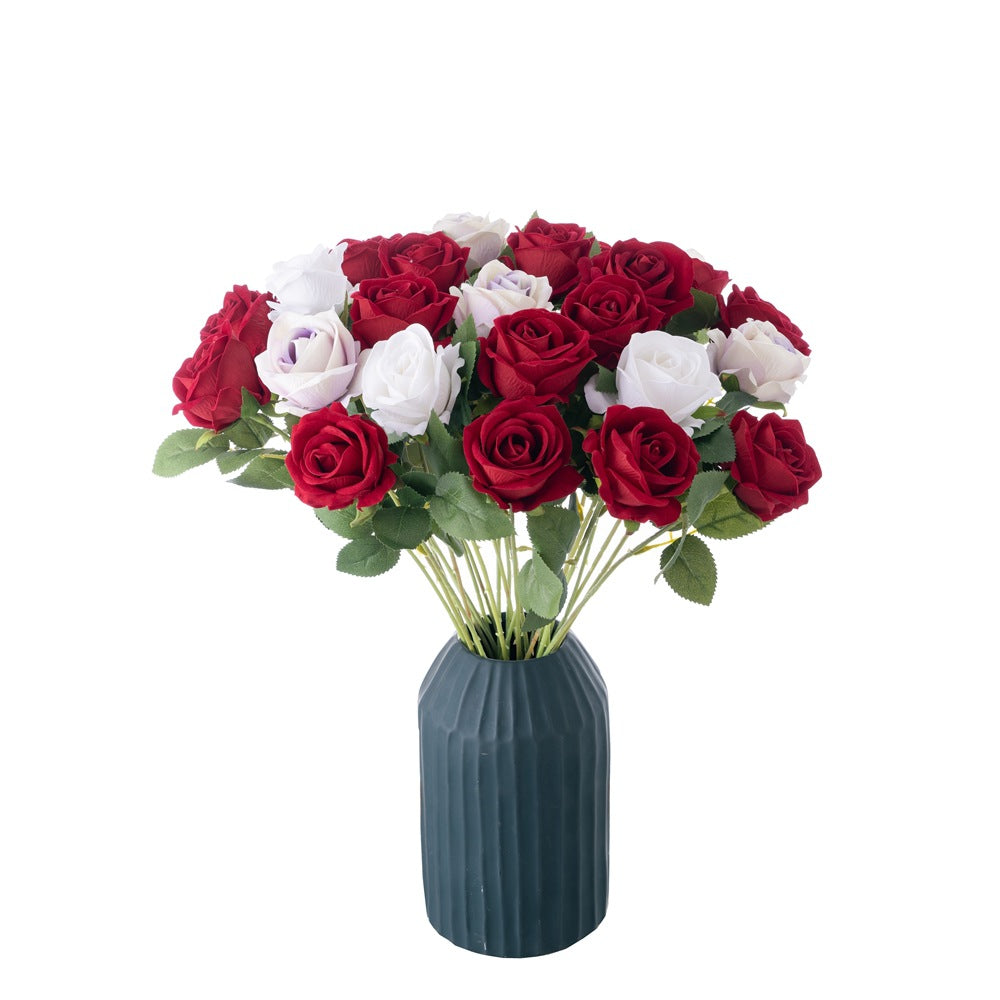 Velvet Rose/single silk rose/artificial rose/ best for Home Decoration Festival Wedding Wall Plant arrangement MW03339