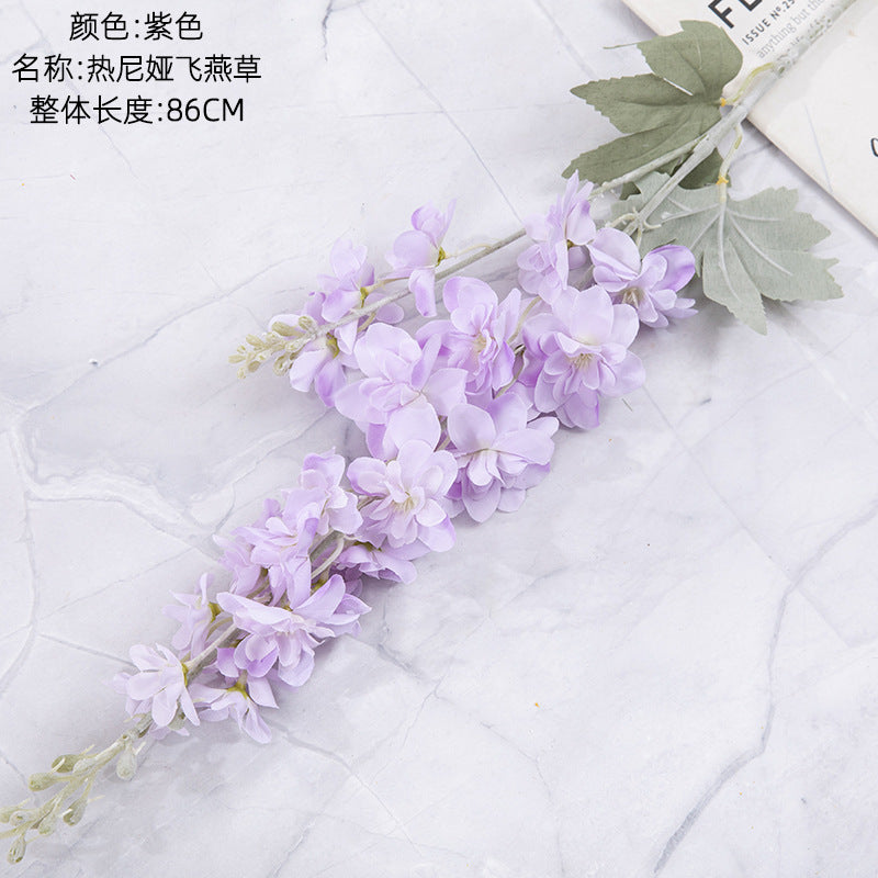 Silk larkspur/artificial larkspur flower/INS style larkspur best for home decoration wedding holding flowers rose wall  cross-border MW93001