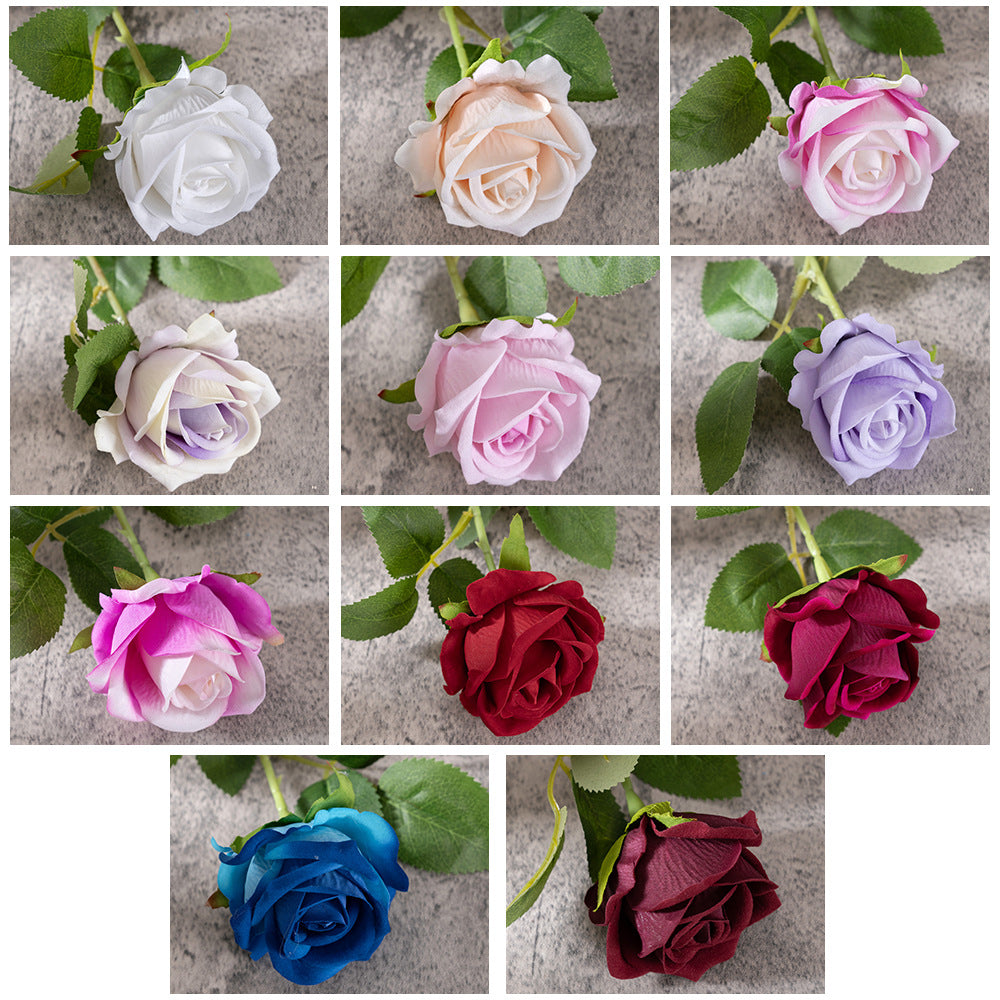 Velvet Rose/single silk rose/artificial rose/ best for Home Decoration Festival Wedding Wall Plant arrangement MW03339