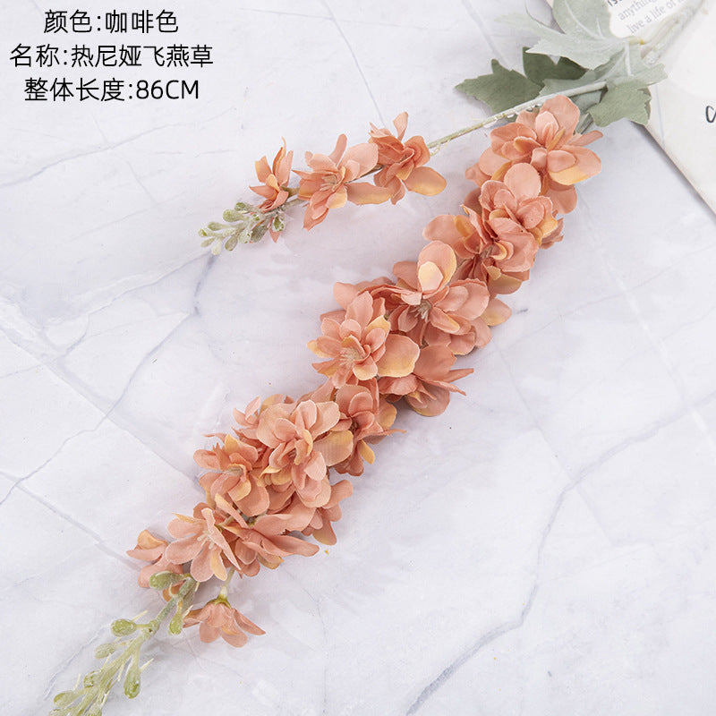 Silk larkspur/artificial larkspur flower/INS style larkspur best for home decoration wedding holding flowers rose wall  cross-border MW93001