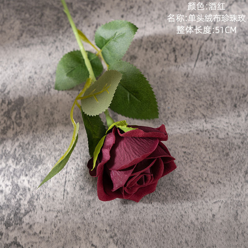 Velvet Rose/single silk rose/artificial rose/ best for Home Decoration Festival Wedding Wall Plant arrangement MW03339