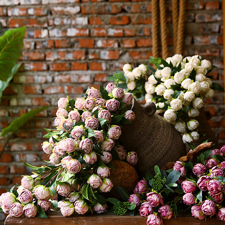 Mini burnt rose/burnt rose/ dry flower living room decoration, Korean European style home decoration, false flowers