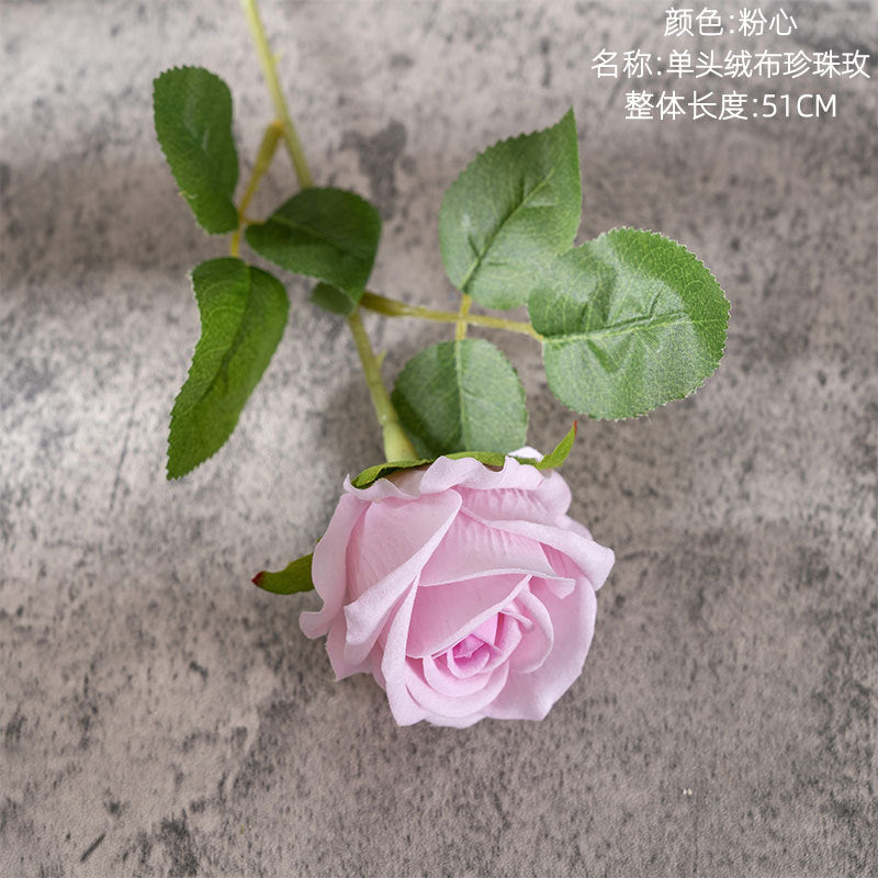 Velvet Rose/single silk rose/artificial rose/ best for Home Decoration Festival Wedding Wall Plant arrangement MW03339