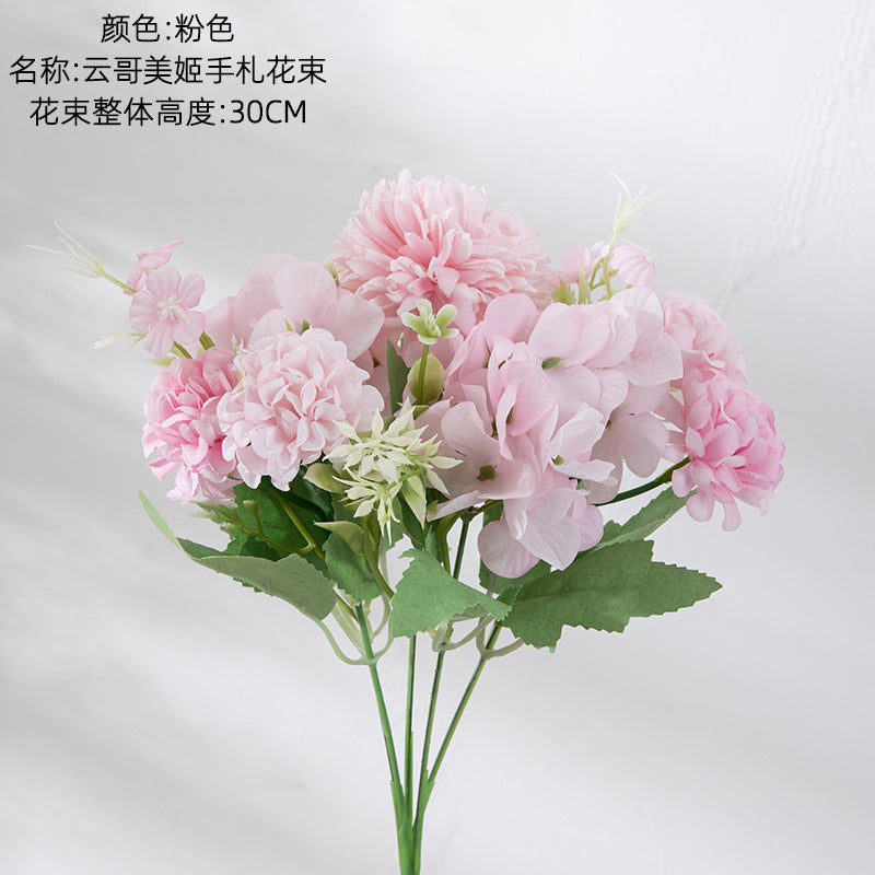 Silk Dandelion hydrangea bouquet/small hydrangea bundle artificial flower wholesale, best for home decoration wedding bouquet work MW66668