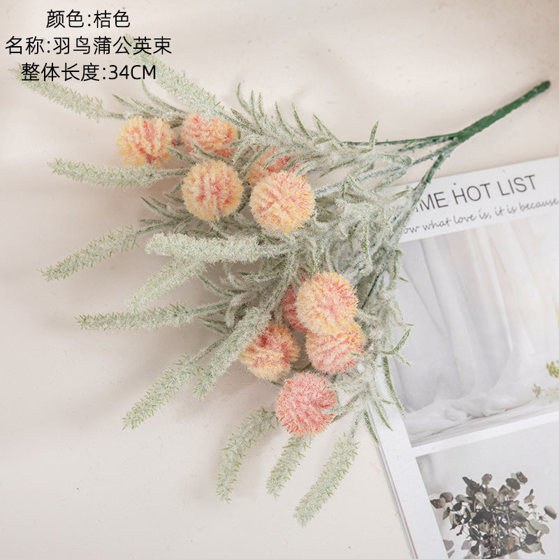 Flocked dandelion/silk Dandelions/INS Style silk dandelions Flower/ best for Home Decoration Cross border Wedding  MW85505