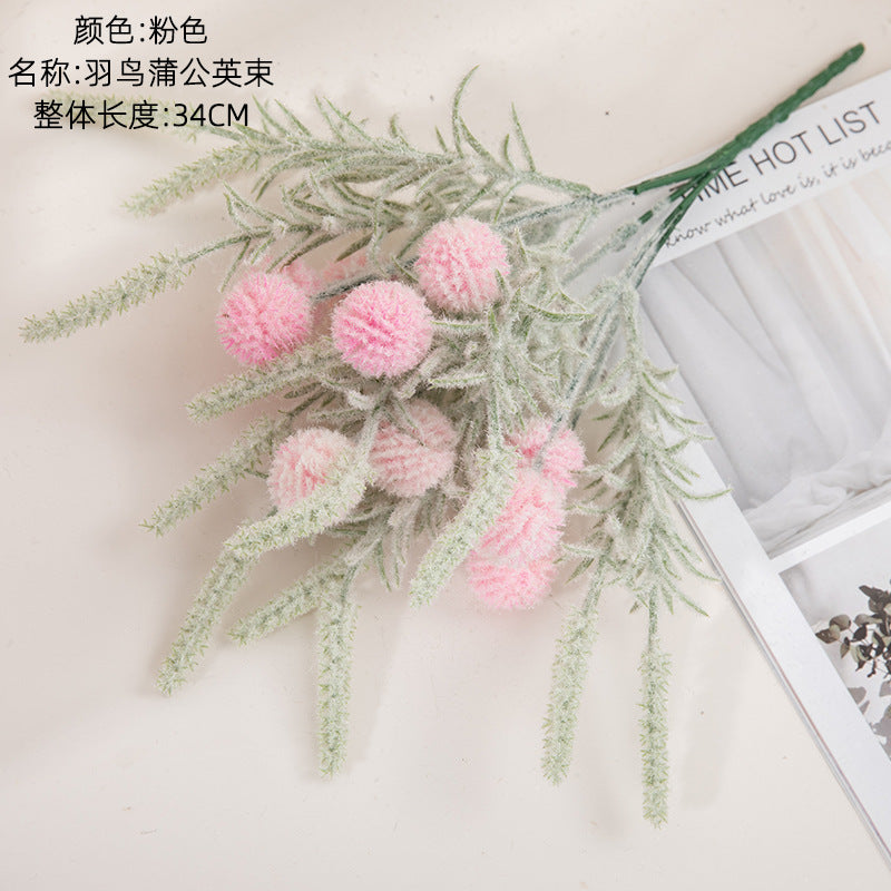 Flocked dandelion/silk Dandelions/INS Style silk dandelions Flower/ best for Home Decoration Cross border Wedding  MW85505