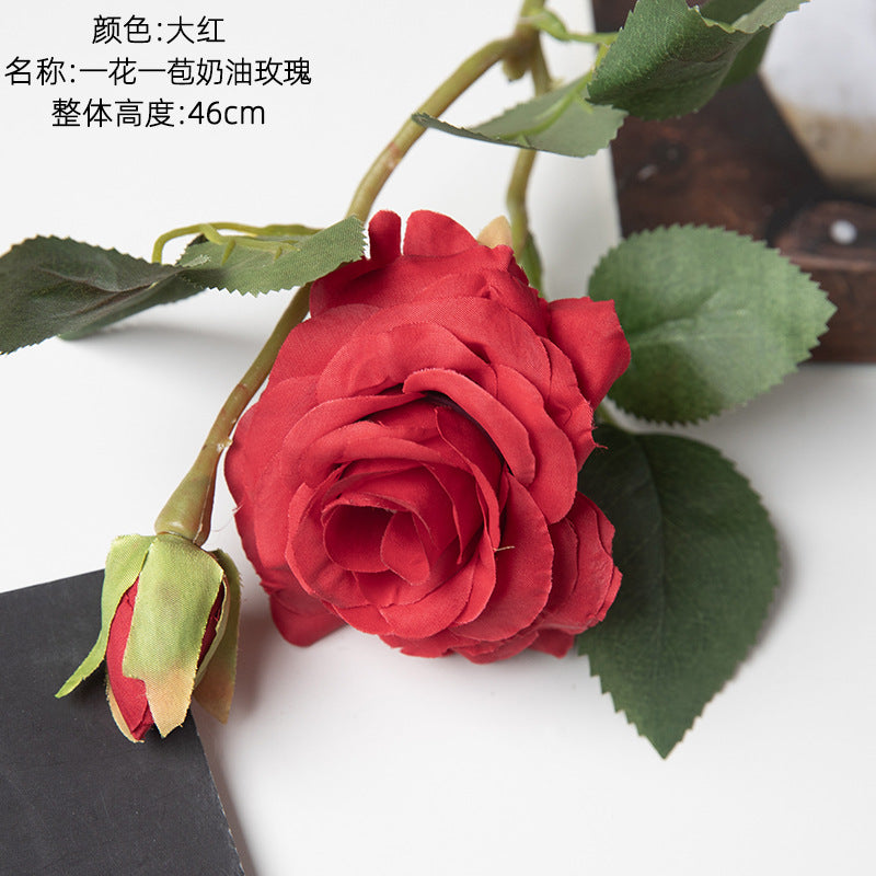 Silk Cream rose/artificial rose/ artificial flowers good for wholesale best for wedding decoration home decoration MW51011