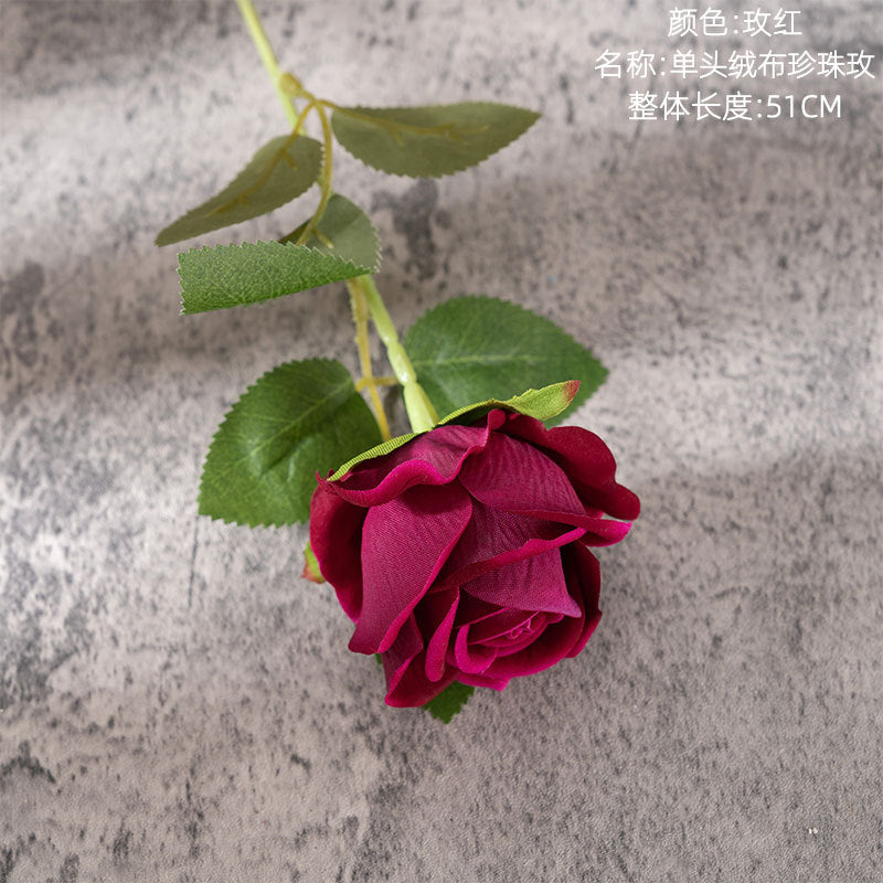 Velvet Rose/single silk rose/artificial rose/ best for Home Decoration Festival Wedding Wall Plant arrangement MW03339