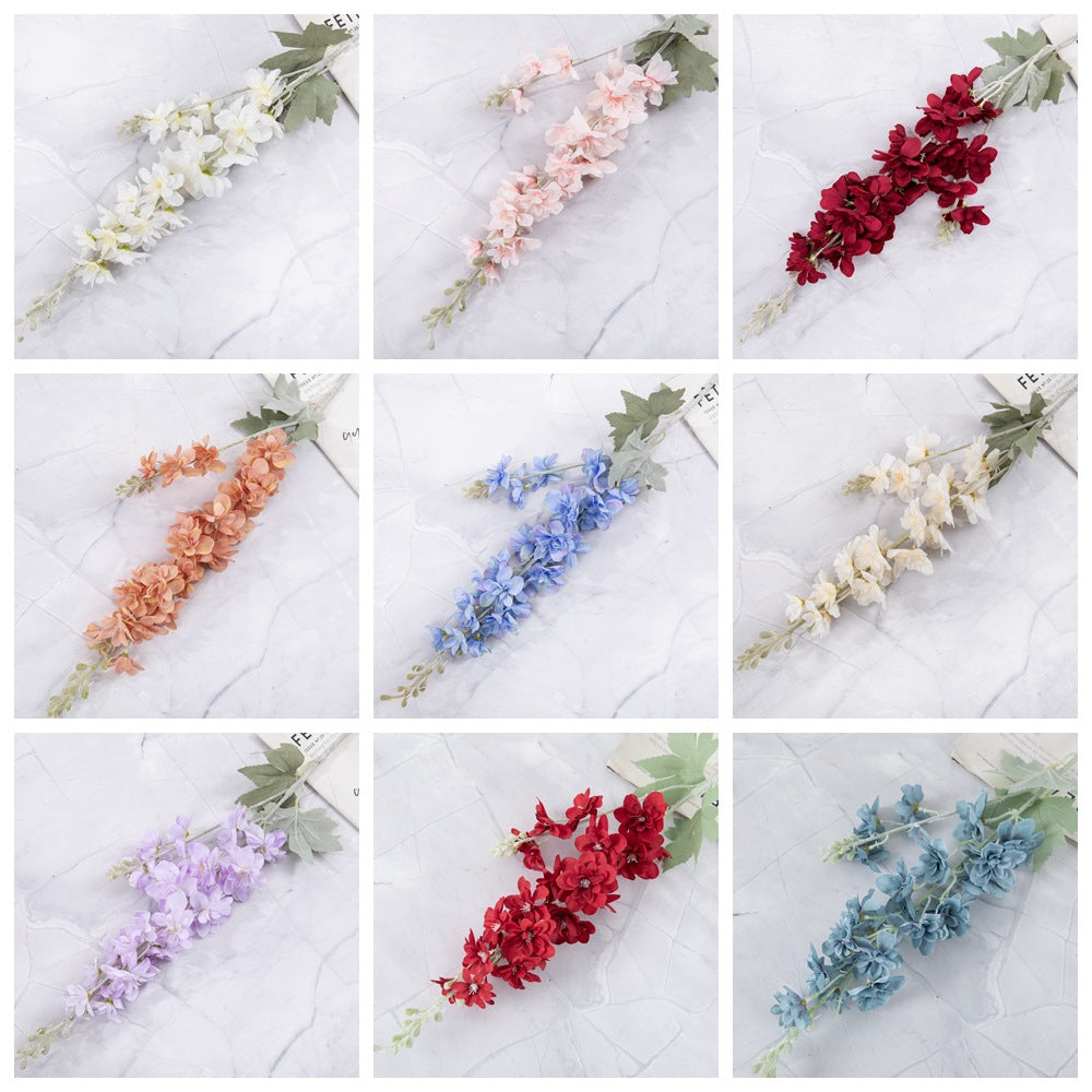 Silk larkspur/artificial larkspur flower/INS style larkspur best for home decoration wedding holding flowers rose wall  cross-border MW93001