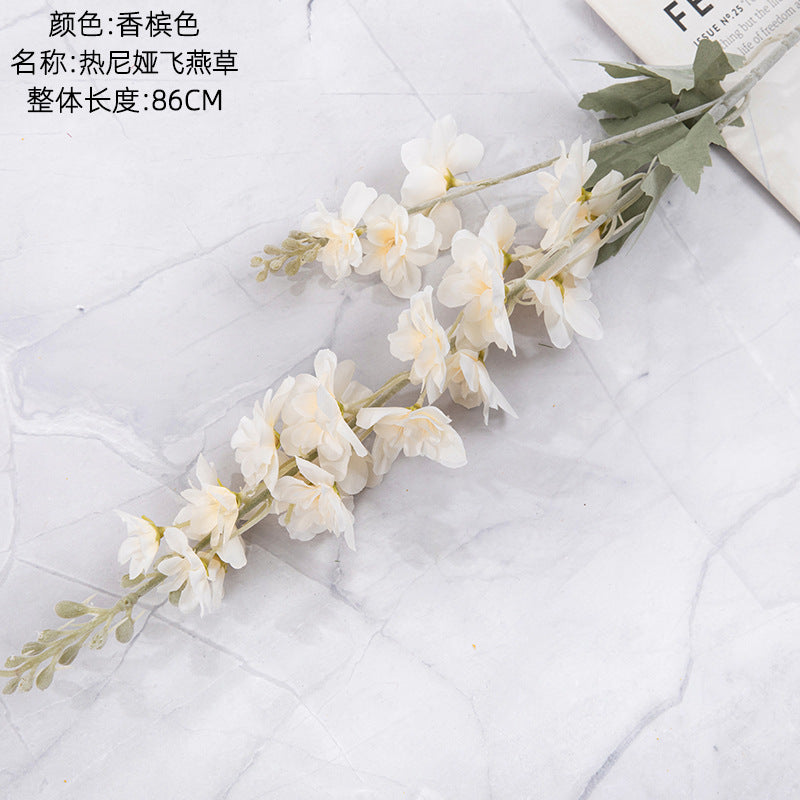 Silk larkspur/artificial larkspur flower/INS style larkspur best for home decoration wedding holding flowers rose wall  cross-border MW93001