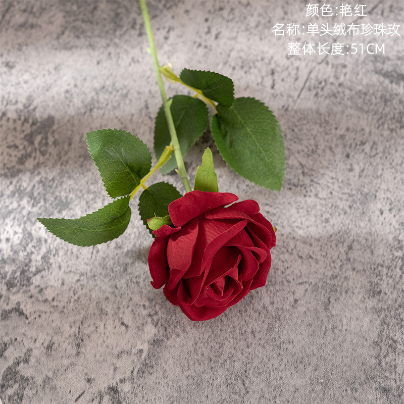 Velvet Rose/single silk rose/artificial rose/ best for Home Decoration Festival Wedding Wall Plant arrangement MW03339