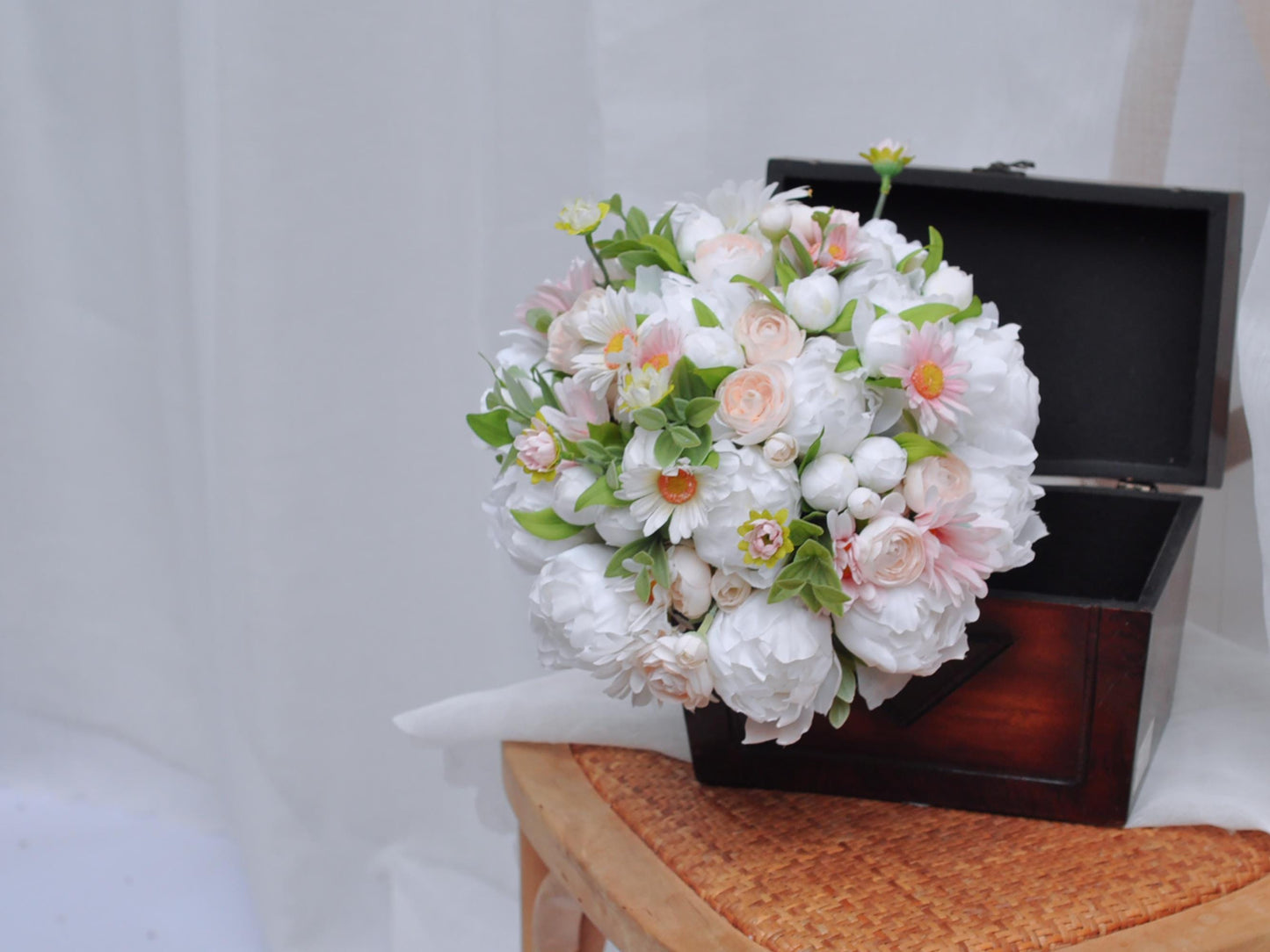 Sweet Pink Peony Bridal Bouquet, Double Peony Bud Bouquet, White Lotus Bouquet, Sarah Bernhardt Peony Bouquet, Peony Bouquet Gift For Her