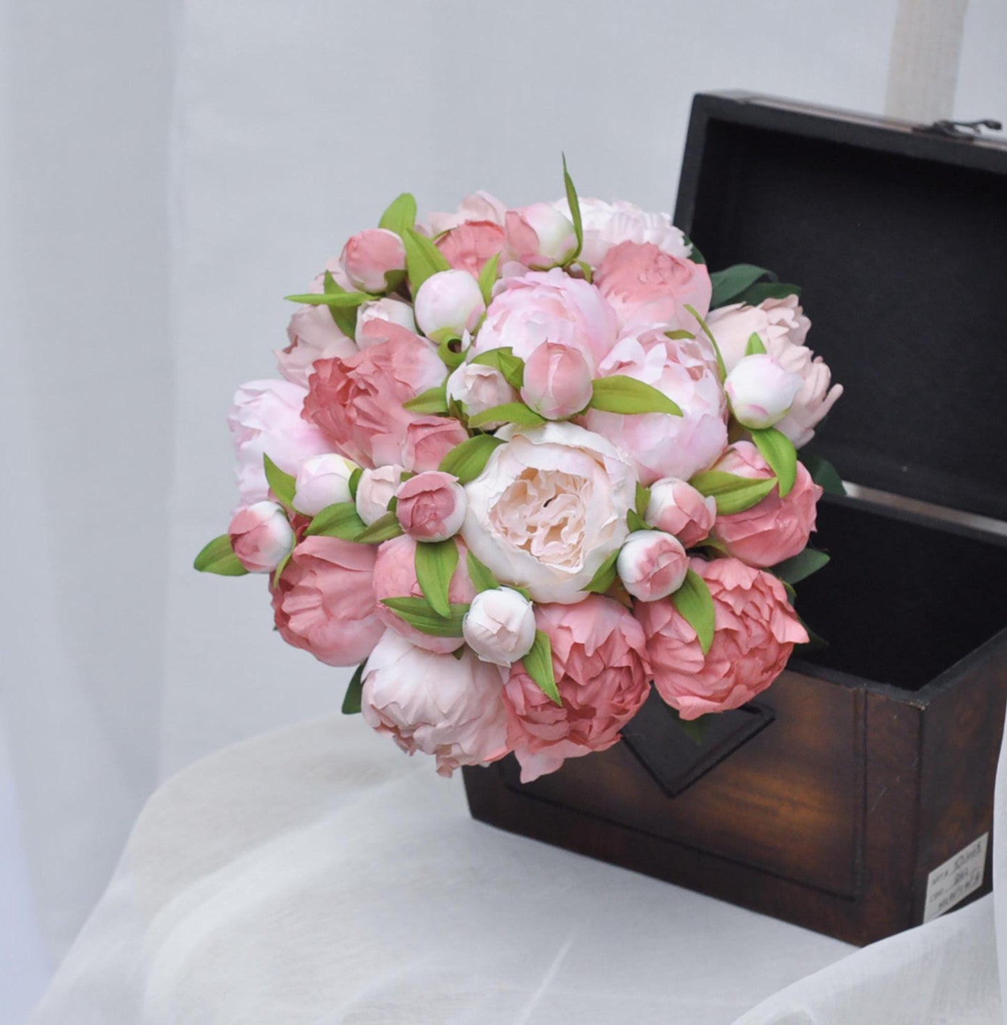 Silk Dusty Pink Peony Bouquet, Self Dyed Dusty Pink Wedding Bouquet, Double Peony Bouquet, Rustic Peony Bouquet, Princess Peony Gift For Her