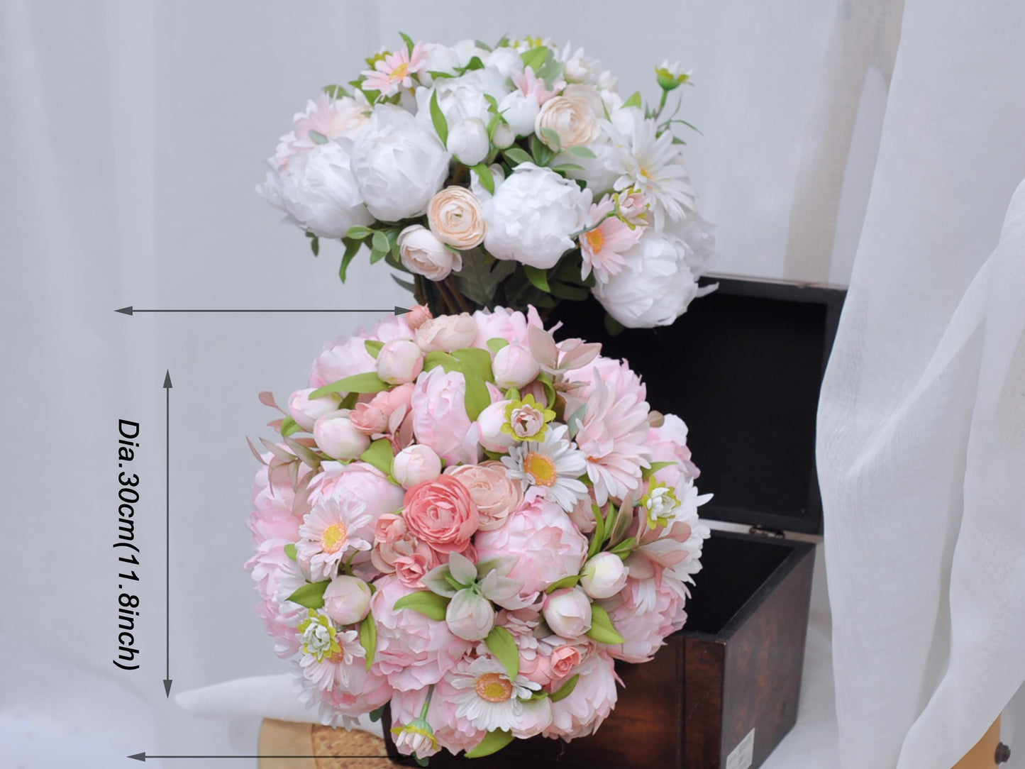 Sweet Pink Peony Bridal Bouquet, Double Peony Bud Bouquet, White Lotus Bouquet, Sarah Bernhardt Peony Bouquet, Peony Bouquet Gift For Her