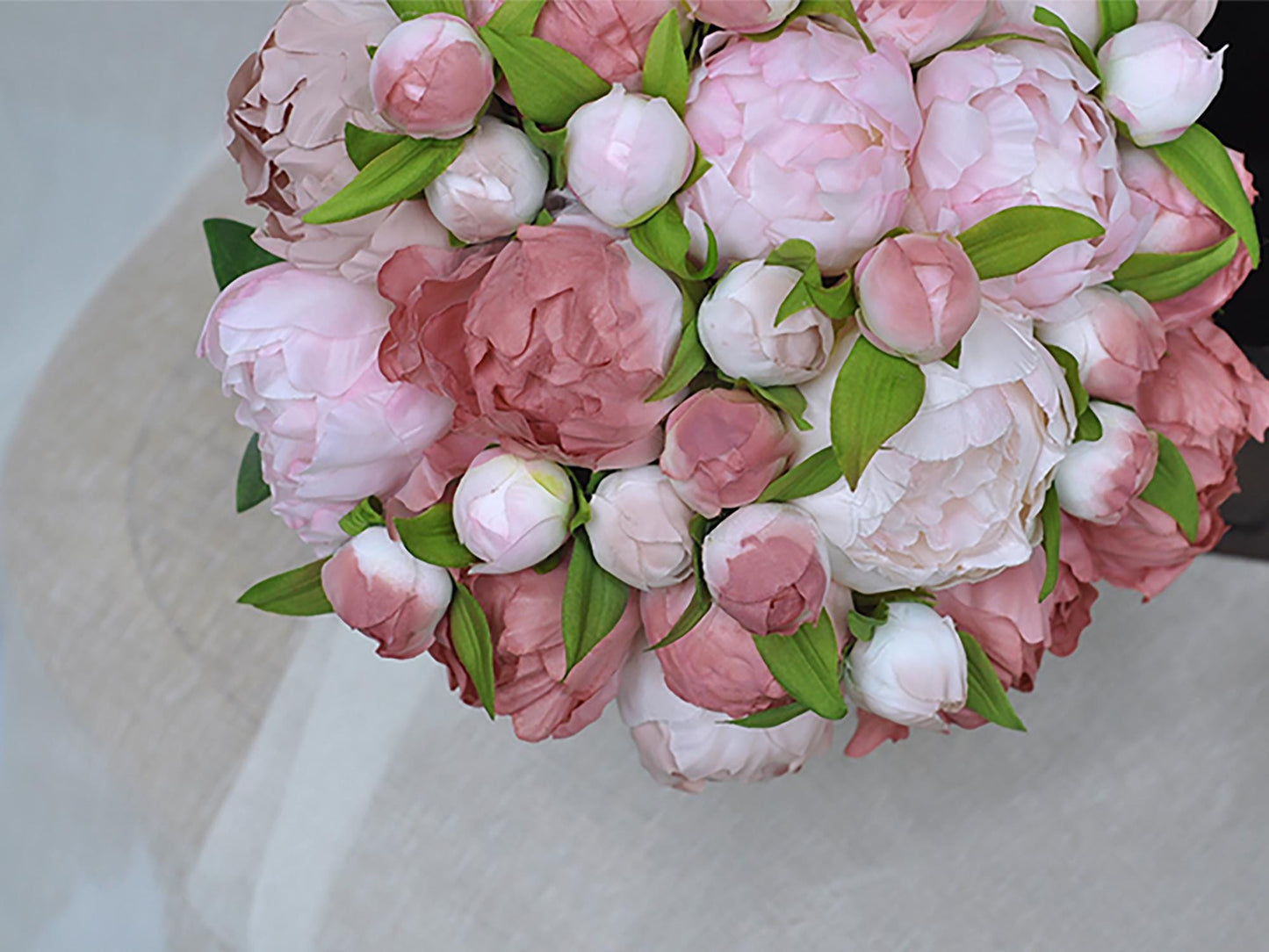 Silk Dusty Pink Peony Bouquet, Self Dyed Dusty Pink Wedding Bouquet, Double Peony Bouquet, Rustic Peony Bouquet, Princess Peony Gift For Her