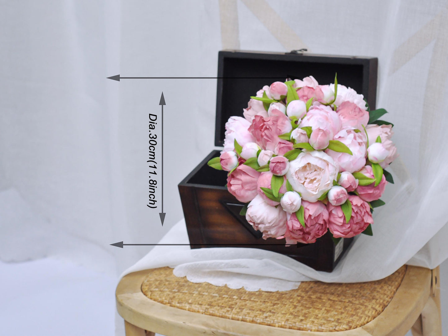 Silk Dusty Pink Peony Bouquet, Self Dyed Dusty Pink Wedding Bouquet, Double Peony Bouquet, Rustic Peony Bouquet, Princess Peony Gift For Her