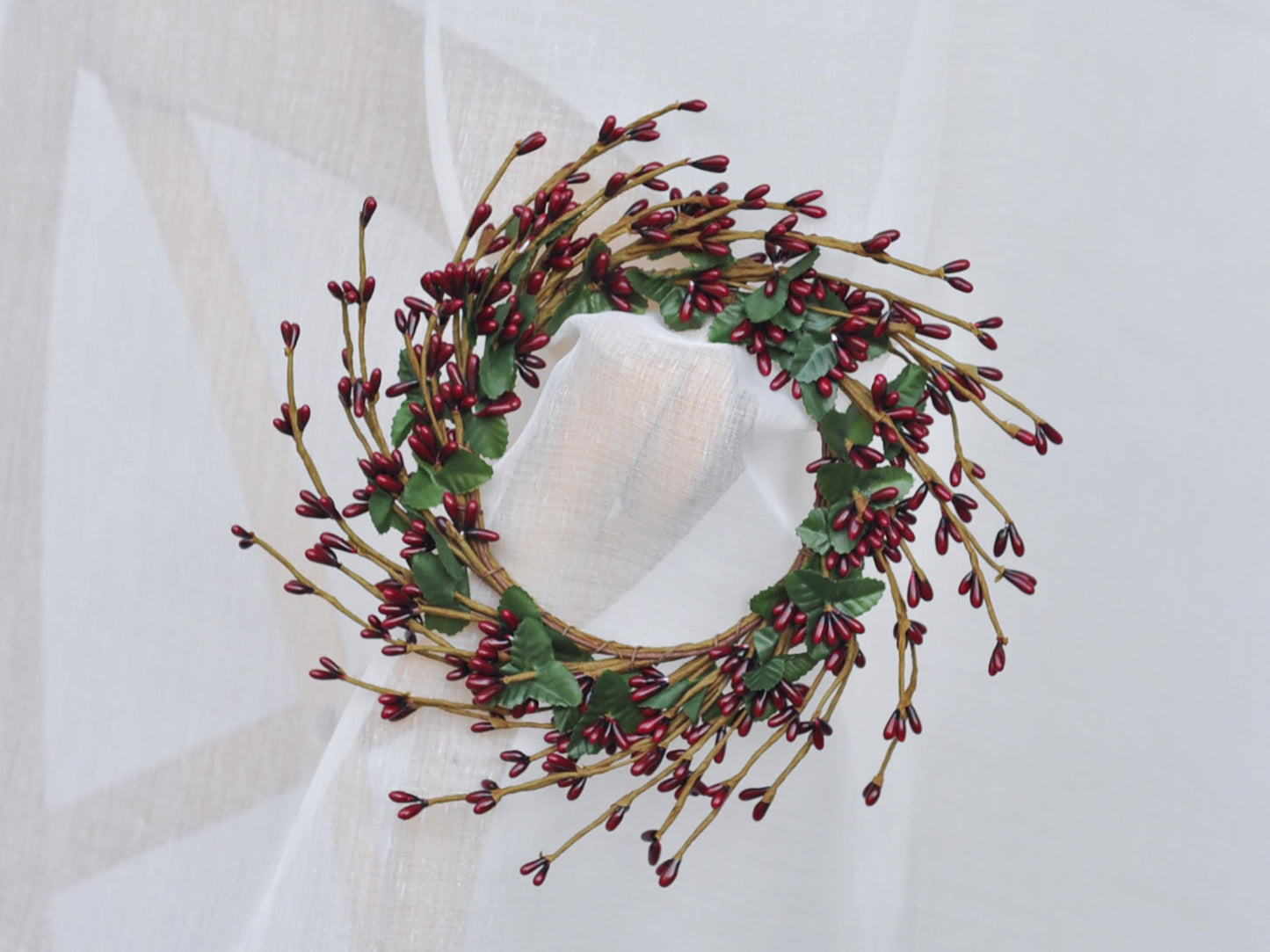 Pip Berry Christmas Candle Holder, Burgundy Pip Berry Candle Ring, Christmas Wreath Gift For Christmas Home Decor, Table Runner