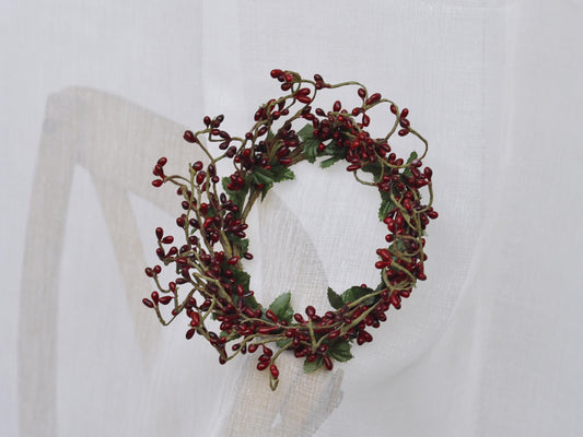 Pip Berry Christmas Candle Holder, Burgundy Pip Berry Candle Ring, Christmas Wreath Gift For Christmas Home Decor, Table Runner