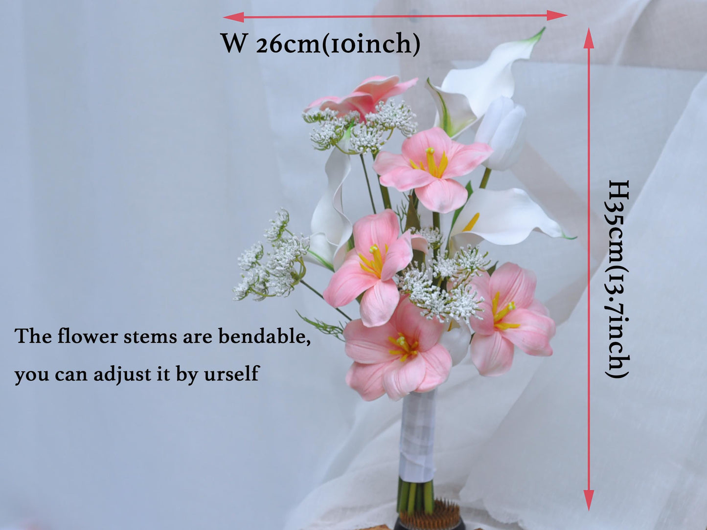 EVA Calla Lily Flower Bouquet, Tulip Floral Arrangements – Perfect For Rustic Wedding, Natural Flower Arrangement Gift For Her, Home Decor