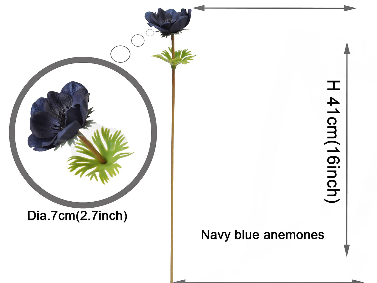 Real Touch Navy Blue Anemones,White Anemones,Anemones Bouquet,DIY Faux Anemones Flower For Wedding,Home Decor,Office Bath Bedroom Decoration