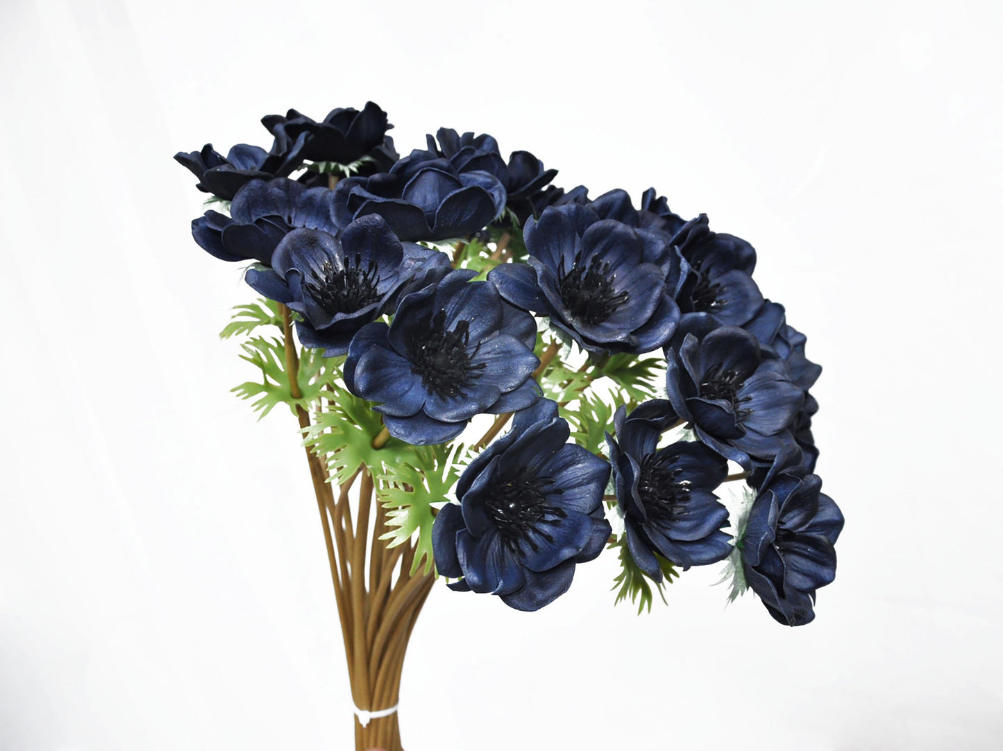 Royal Blue Anemones Stem,Navy Blue Anemones,White Anemones,DIY Anemones Flower Ornaments For Wedding Bouquet,Home Decor Office Bedroom Decor