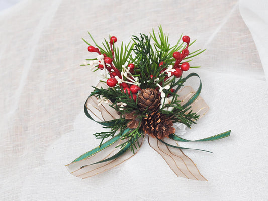Classic Christmas Corsage, Christmas Corsage Gift, Baby Shower Corsage, Magnolia Corsage For Christmas Party, Event, Bridal Accessories
