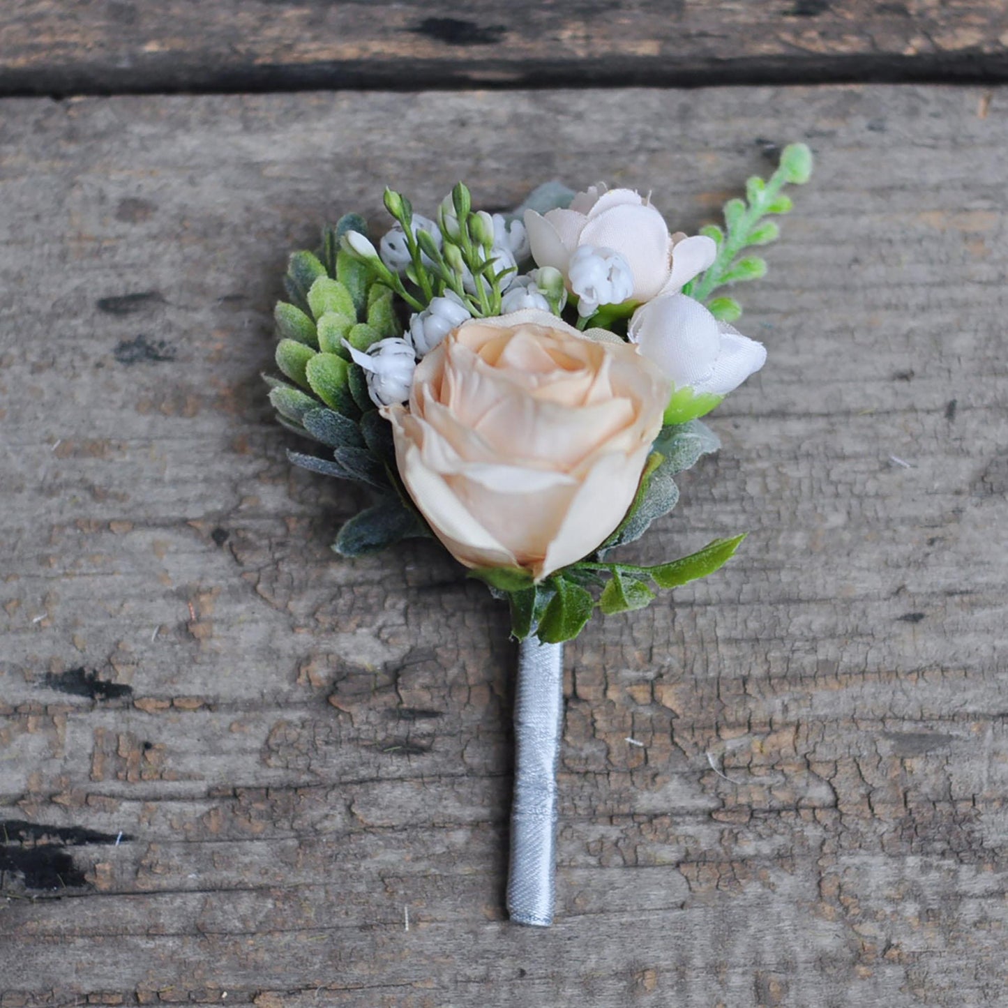 Wrist Champagne Rose Pearl Bracelet Corsage, Burnt Champagne Rose Boutonniere, Boho Wedding, Choose Ribbon, Gift for Her, Mom Corsage