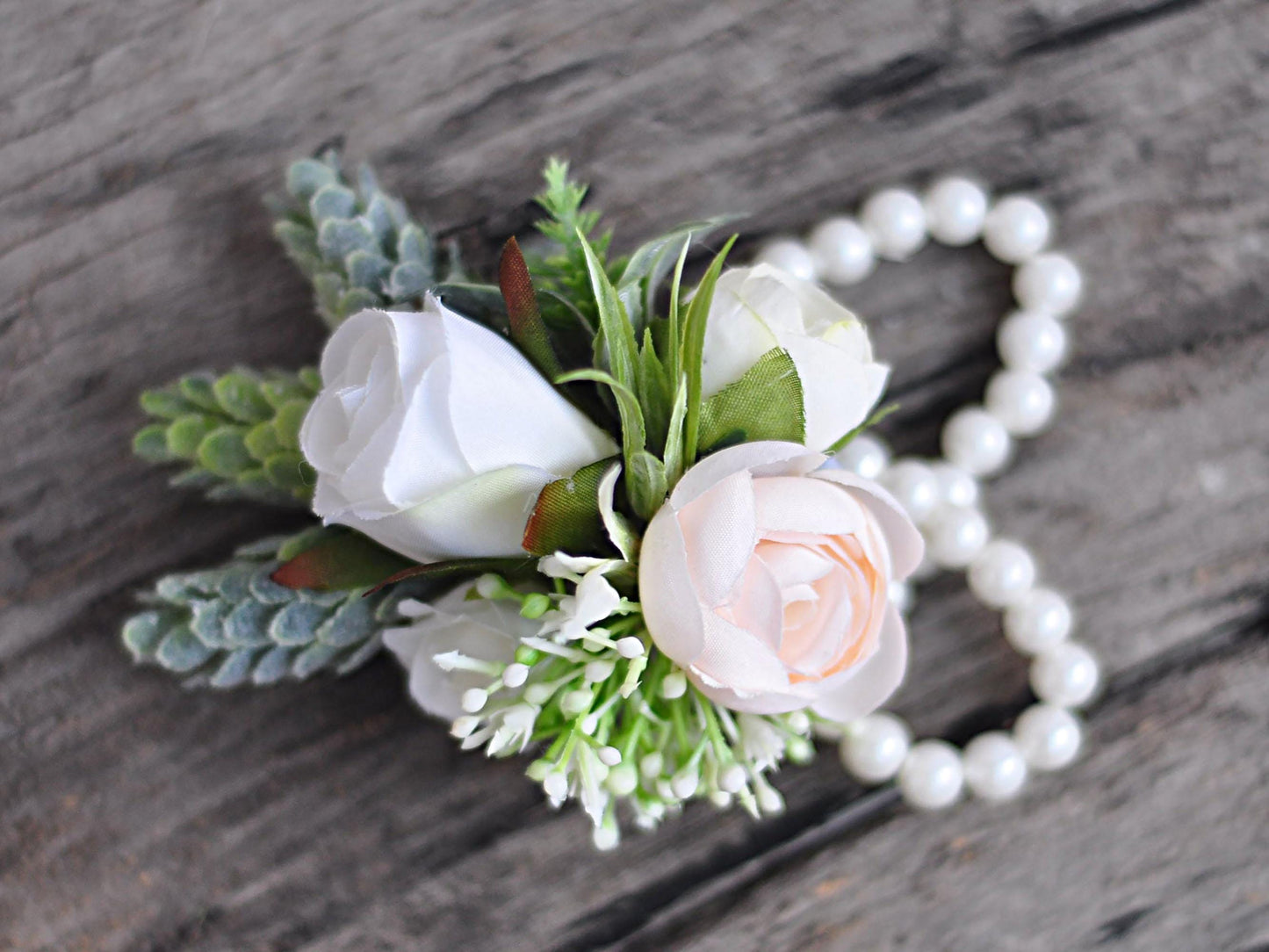 Personalized Champagne Rose Pearl Bracelet Wrist Corsage Gift For Her Rustic Wedding,Bridesmaid,Prom,Mom,Bridal Accessories,Boutonniere Gift