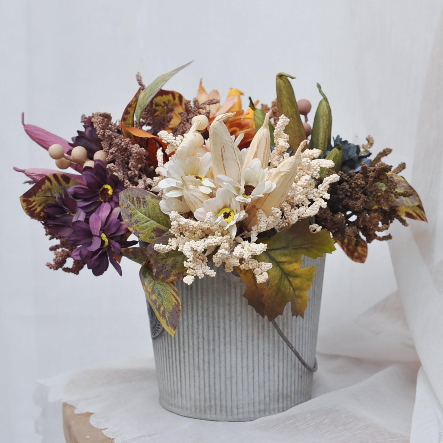 Sunflower Wildflower Bouquet, Daisy Bouquet, Gumbo Berry Bouquet, Faux Floral Arrangements for DIY Home Decor, Table Centerpiece, Wedding