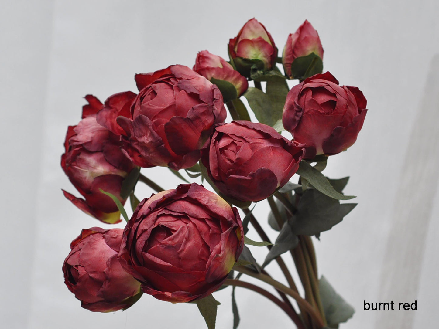 Burnt Peony Bouquet Mother’s Day Gift , Faux Peony Bud Floral Arrangements for Home Decor, Wedding Centerpiece, Bridal Shower, Gift for Her