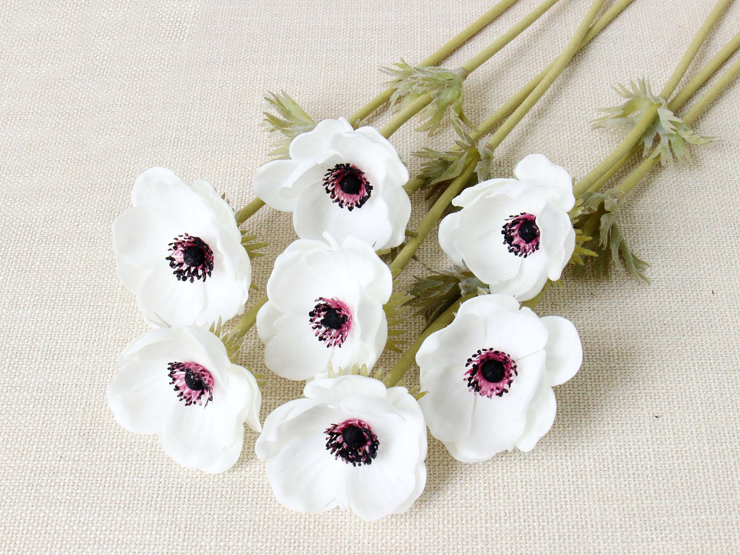 Real Touch Navy Blue Anemones,White Anemones,Anemones Bouquet,DIY Faux Anemones Flower For Wedding,Home Decor,Office Bath Bedroom Decoration