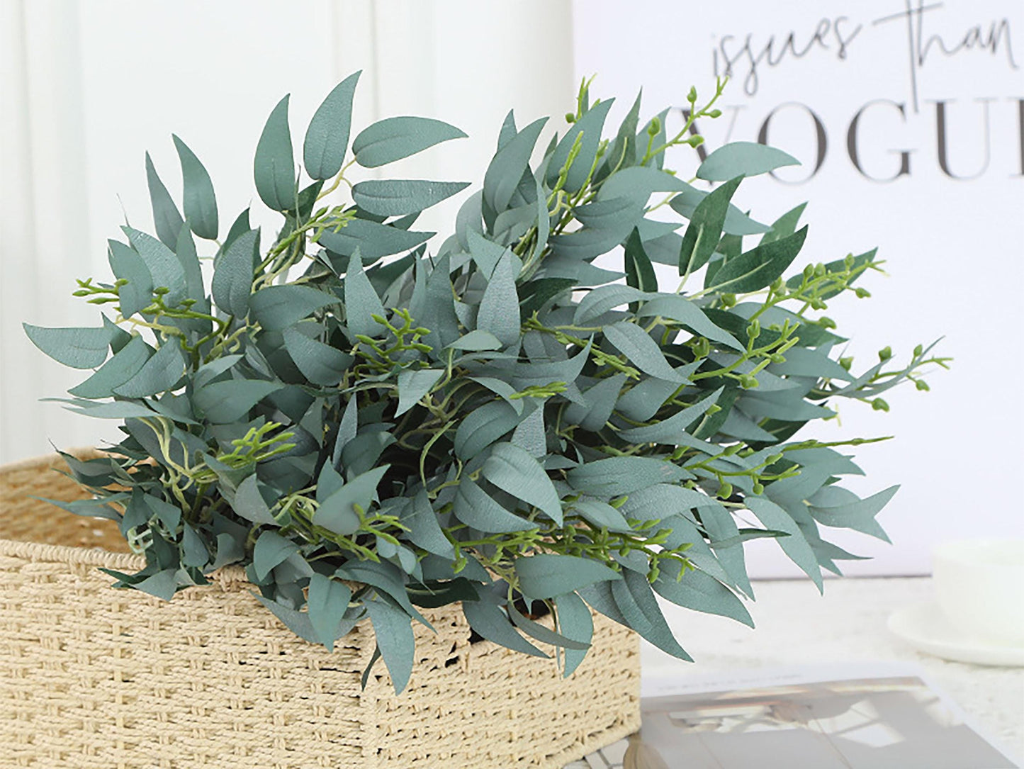 Faux Willow Branch, Silk Willow Foliage, Wild Willow Wreath, Willow Branch for Home Decoration, Wedding Decoration, DIY Wreath Vine Ornament