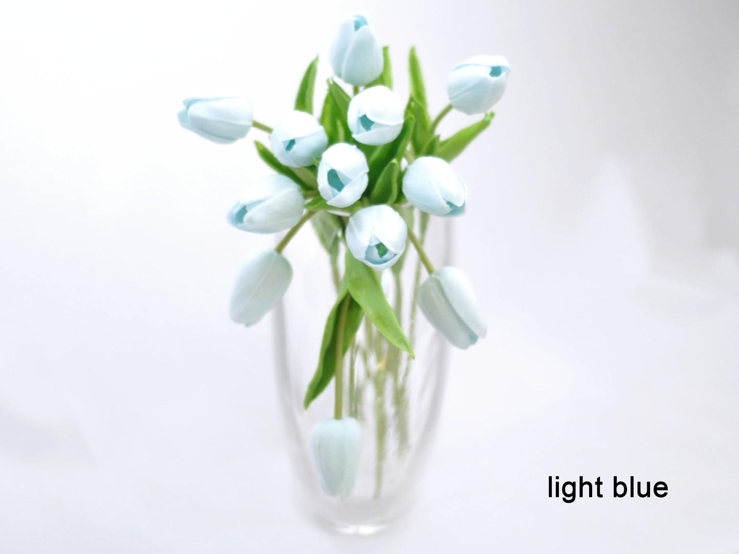 12 Pcs Real Touch Tulip Bouquet, Navy Tulip Bouquet, Teal-Pink Tulip Floral Arrangements for Home Decor, Table Centerpiece, Easter Ornaments