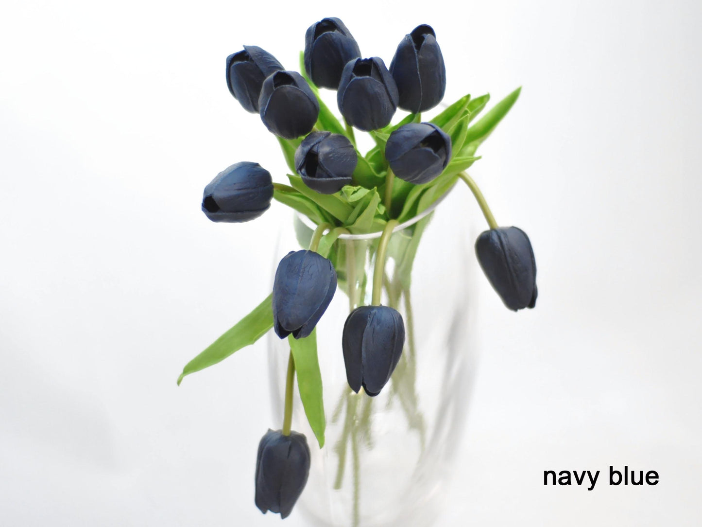 12 Pcs Real Touch Tulip Bouquet, Navy Tulip Bouquet, Teal-Pink Tulip Floral Arrangements for Home Decor, Table Centerpiece, Easter Ornaments