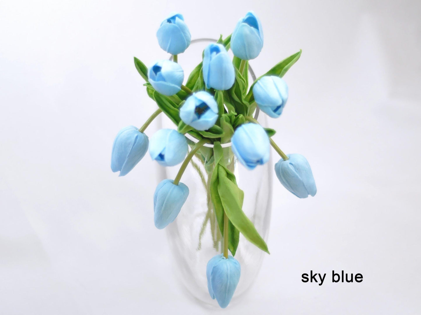 12 Pcs Real Touch Tulip Bouquet, Navy Tulip Bouquet, Teal-Pink Tulip Floral Arrangements for Home Decor, Table Centerpiece, Easter Ornaments