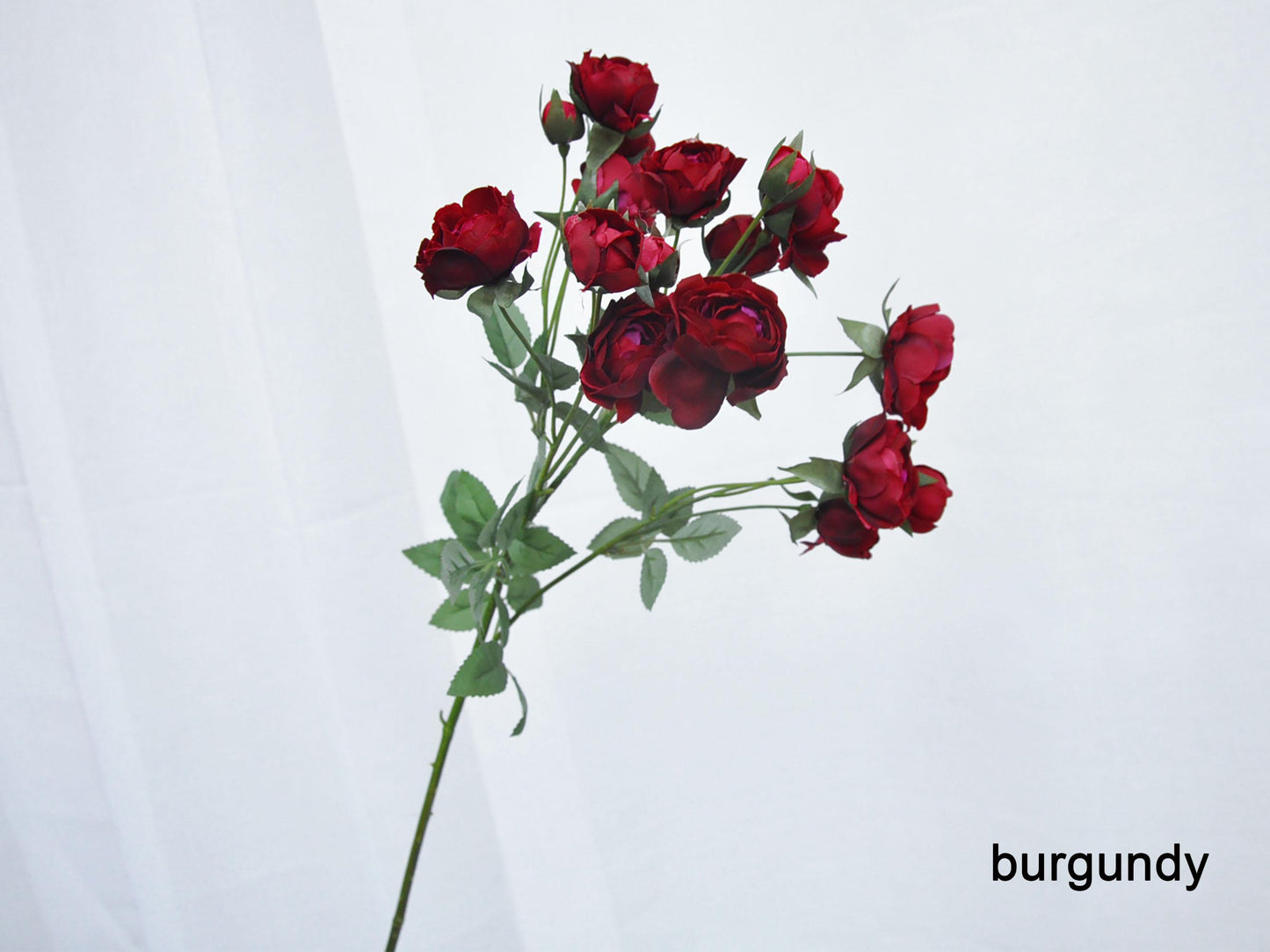 Faux Rose Branch, Burgundy Rose Branch, Champagne Pink Rose Branch, Silk Rose Flower Ornaments for Home, Office, Table, Wedding Decorations