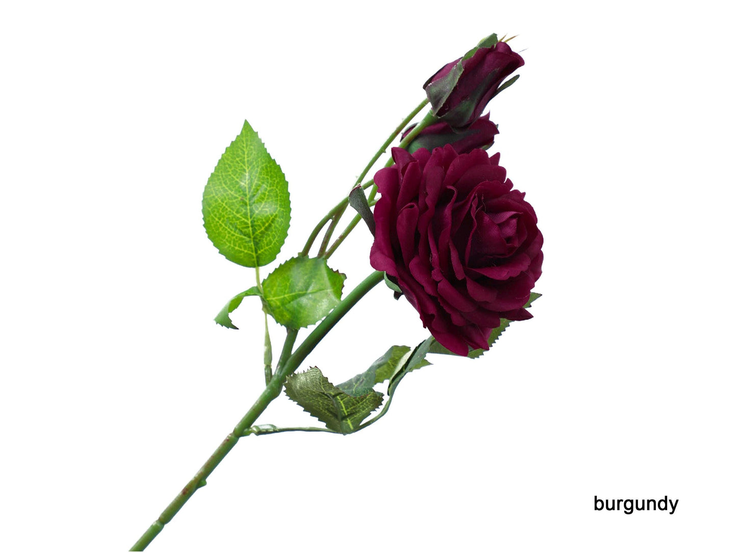 Burgundy Rose Posy Branch, Flesh Pink Two Heads Real Touch Rose Branch, Rouge Rose Flower for Home, Bath, Office, Table, Wedding Bouquet DIY