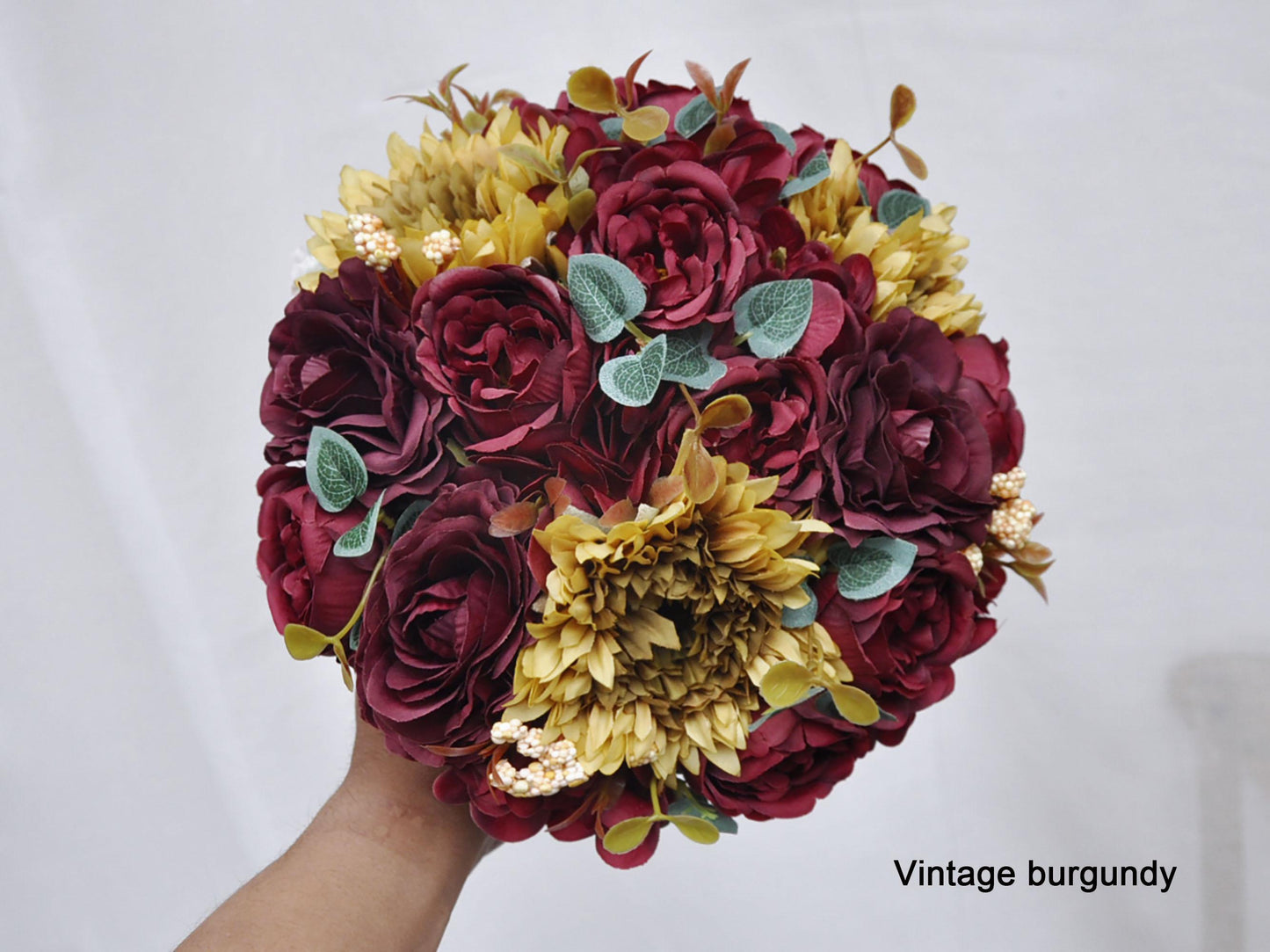 Classic Burgundy Red Bouquet, Perfect Flower Arrangement Gift For Table Centerpieces, Wedding Bouquet Ornaments And Bridesmaid Bouquet Gift